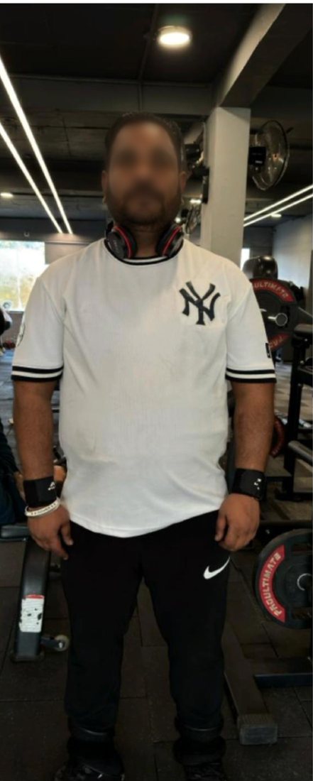 After photo from a client fitness transformation, face softly blurred for privacy